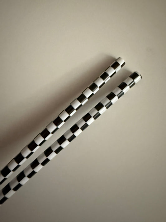 Black & White Checkered Straws