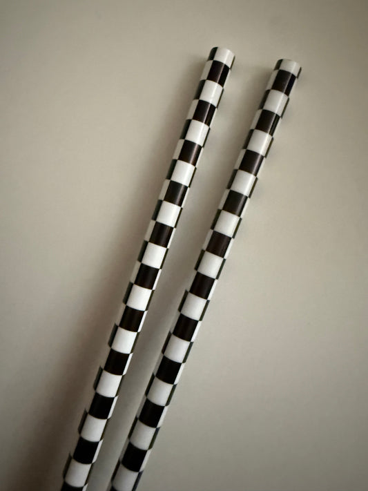 Black & White Checkered Straws
