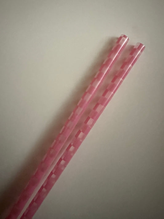 Pink Checkered Straws