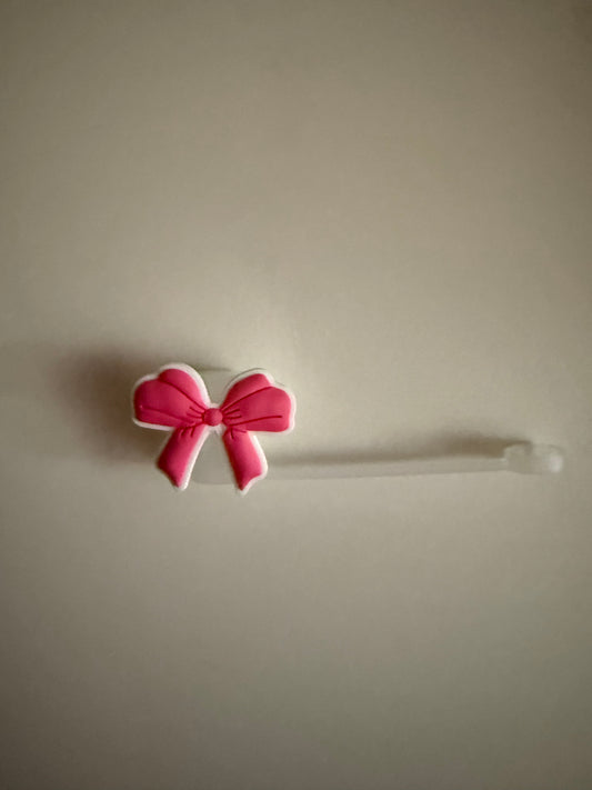 Pink Bow Straw Topper