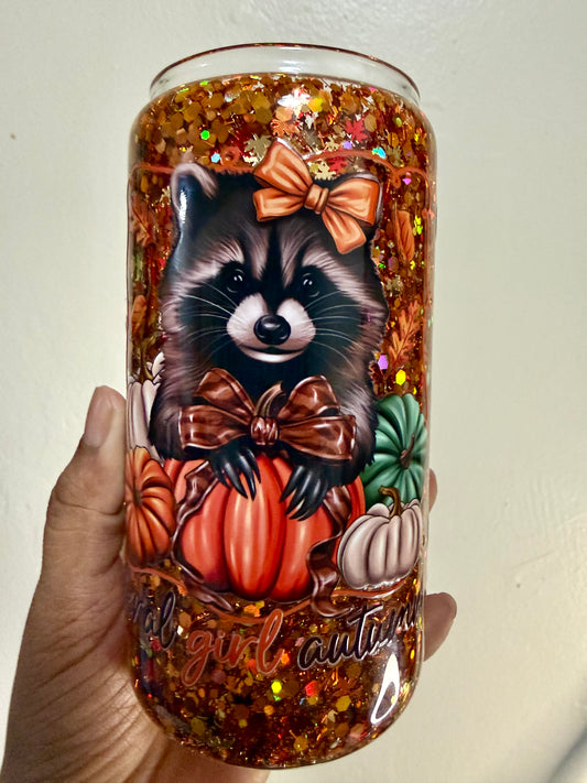 16oz Glass Autumn Glitter Snow Globe