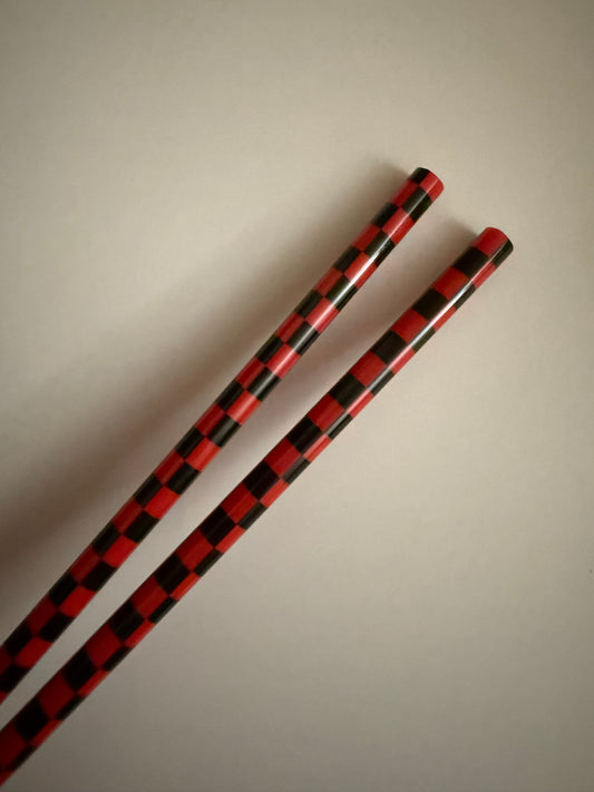 Black & Red Checkered Straws