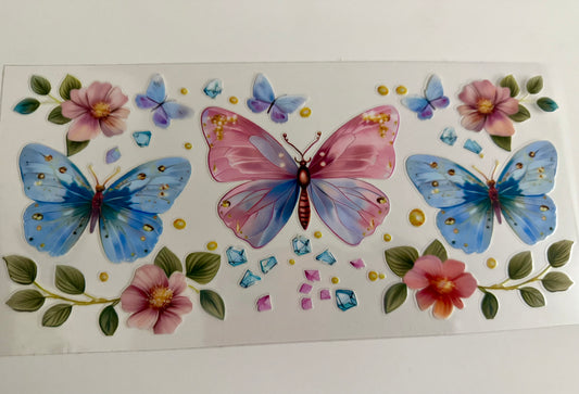 Water Color Butterflies & Flowers Wrap