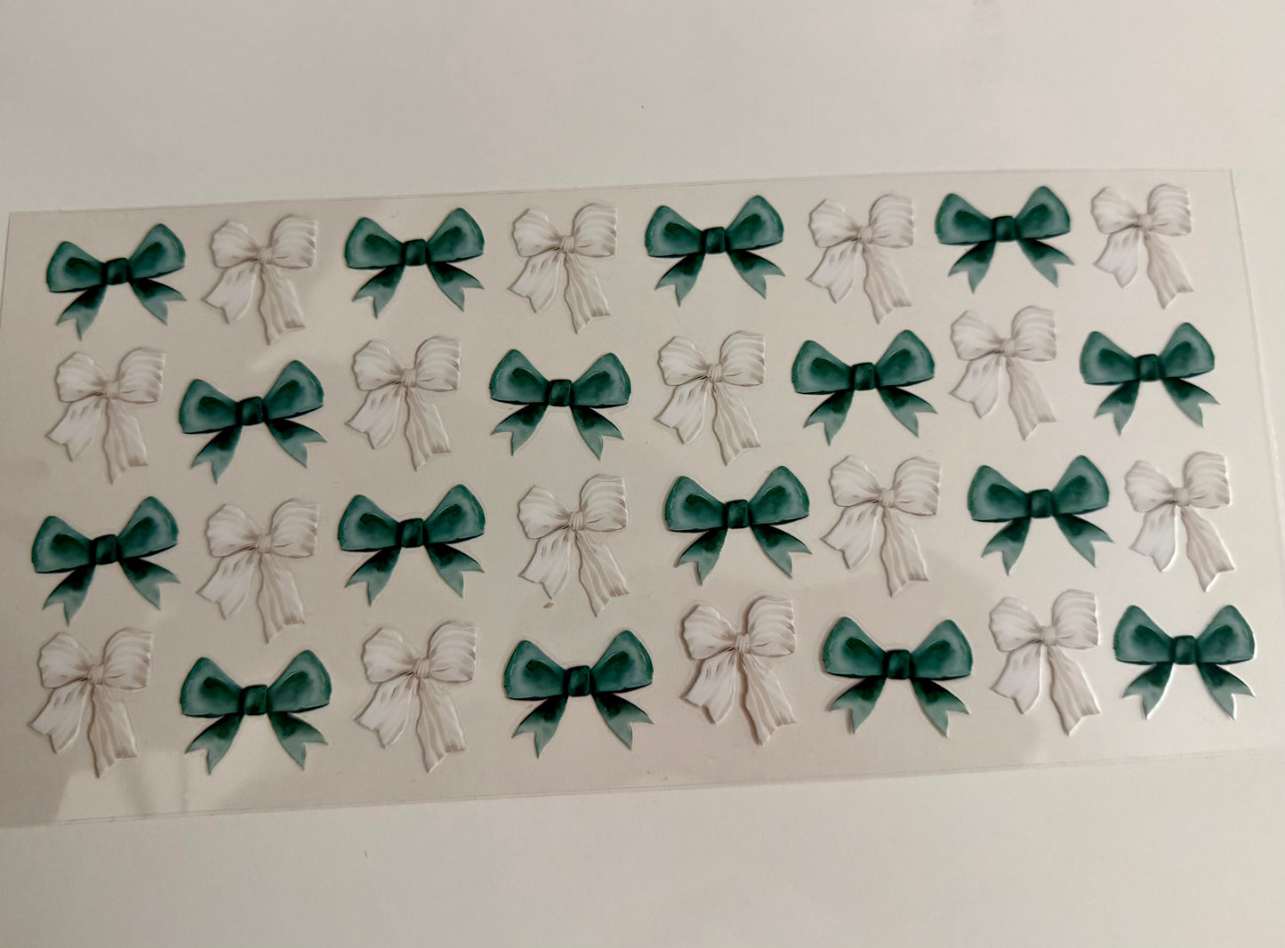Teal-ish Green & White Bows Wrap