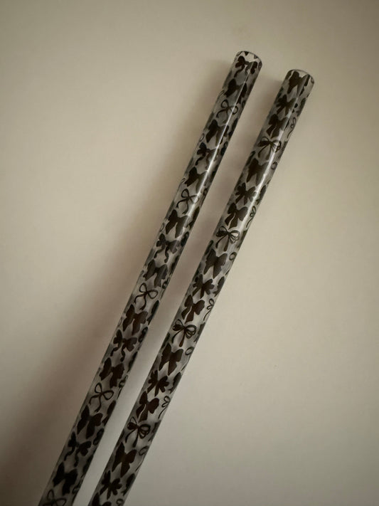 Black Bows Straws