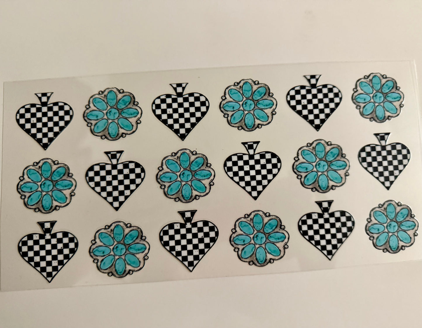 Checkered Hearts & Teal Flowers Wrap