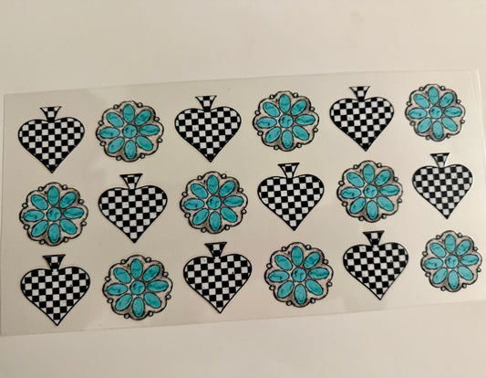 Checkered Hearts & Teal Flowers Wrap