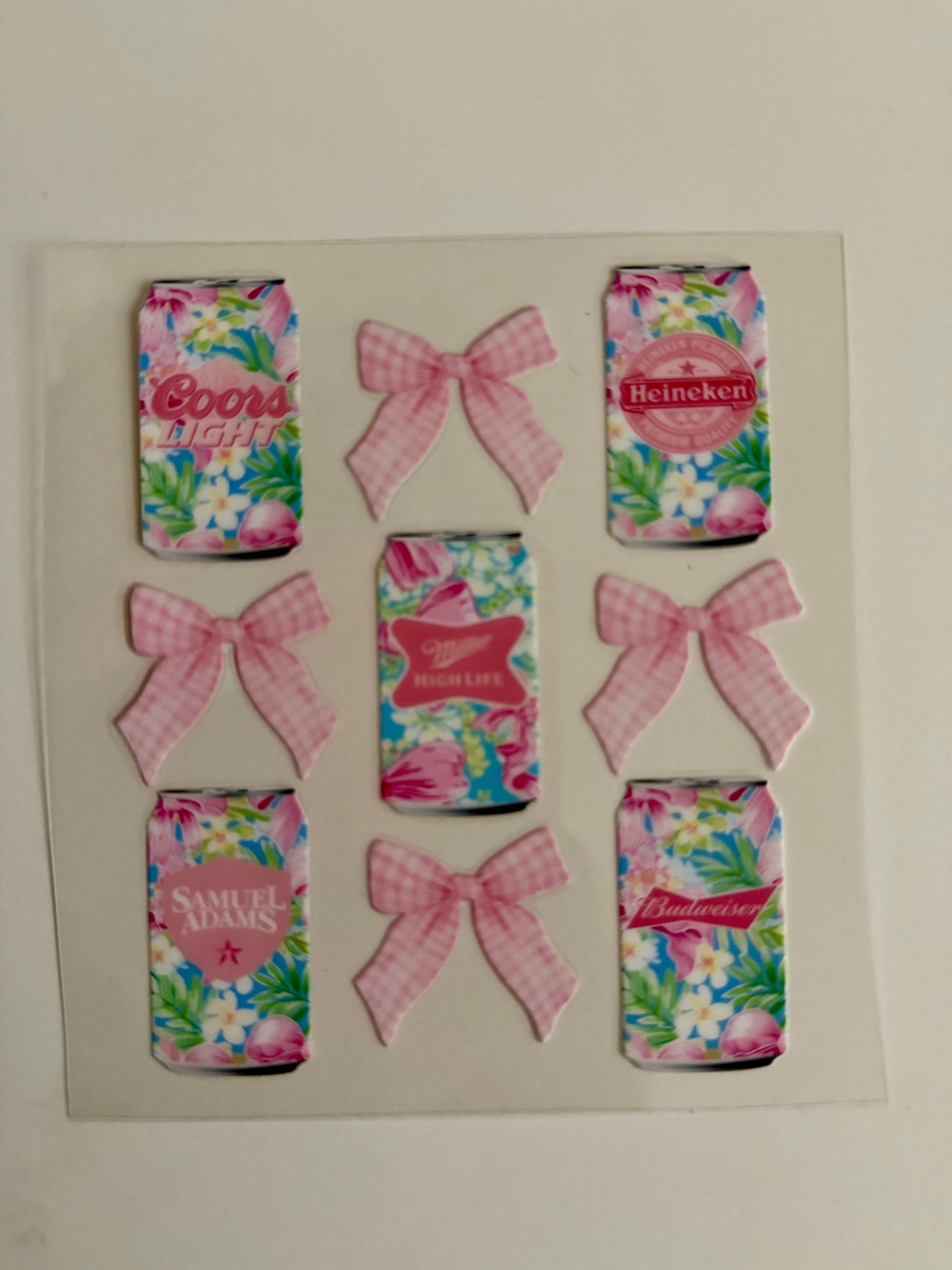 Flower Beer Cans & Bows Decal