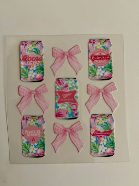 Flower Beer Cans & Bows Decal