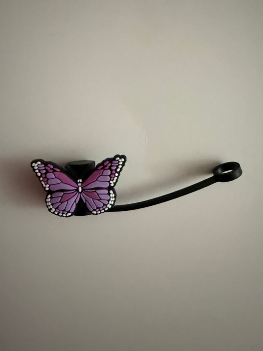 Purple Butterfly Straw Topper