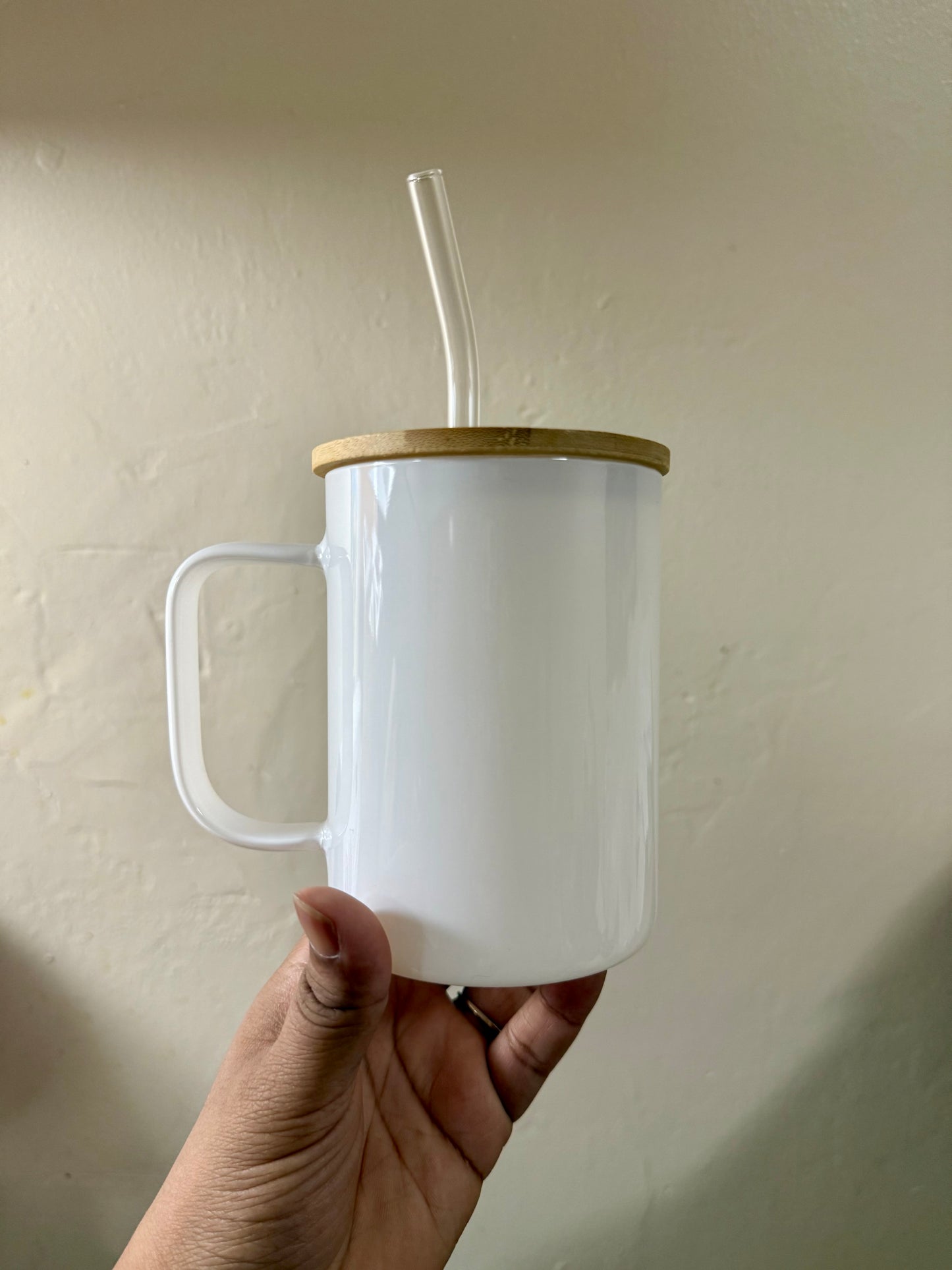 Glass 15oz Mug w/ Glass Straw