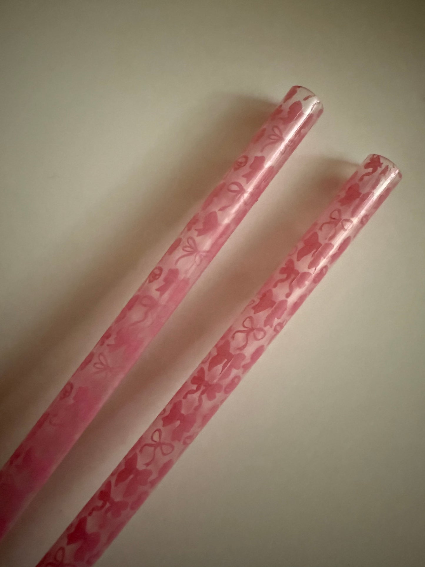 Pink Bows Clear Straws