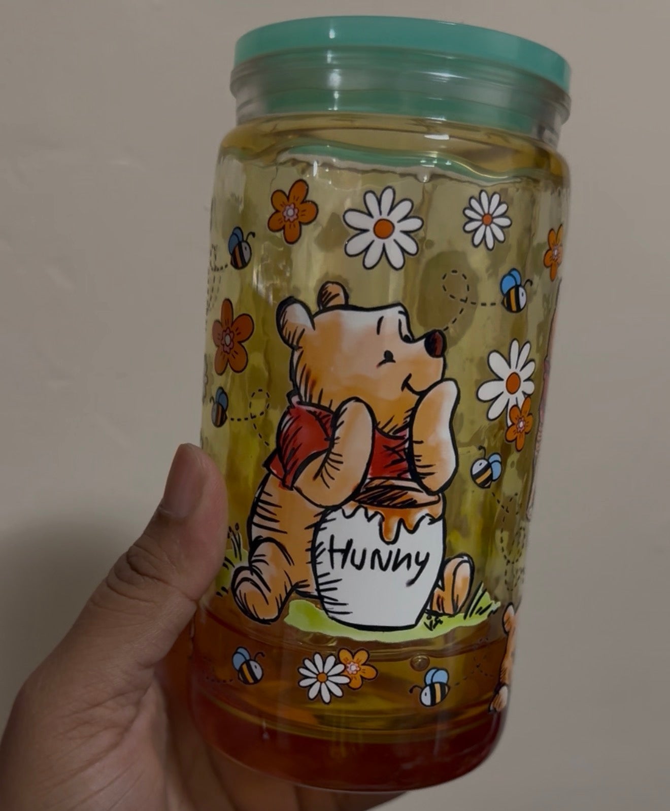 16oz Winnie The Pooh Honey Drip Snow Globe Cup